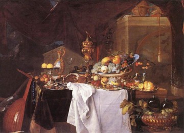 古典的な静物画 Painting - デザートのテーブル静物画 ヤン・ダヴィッツ・デ・ヘーム